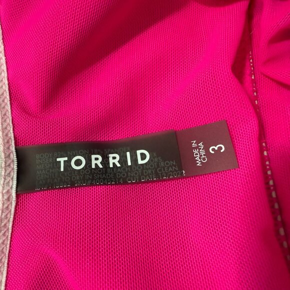 Torrid Bikini Top Women's Plus 3 Wireless Color Banding Scoop Bikini Top - Picture 8 of 9